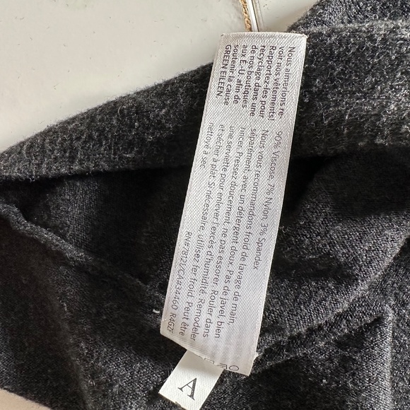 Eileen Fisher Viscose‎ Stretch Knit Colorblock Charcoal Black Sweater Top Sz S - Picture 10 of 12